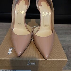 Christian Louboutin Patent Nude Pink Pointed-Toe Pumps